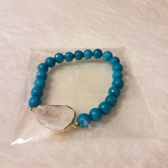 Agate Stretch Bracelet quartz charm - Picture 6 of 6